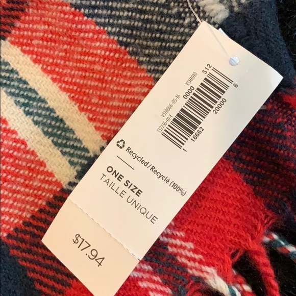Old Navy Red, Cream & Blue Scarf OS - Picture 5 of 6